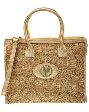 Persaman New York Roison Raffia & Leather Tote - Brown