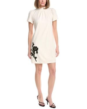 Anne Klein Gathered Mock Neck Shift Dress - White
