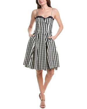 Rebecca Taylor Gingham Twill Midi Dress - White