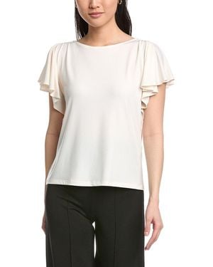 Anne Klein Cascade Flutter Sleeve Top - White