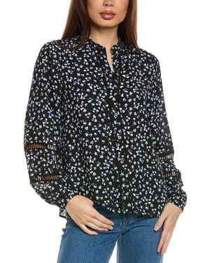 Jones New York Button Front Top - Black