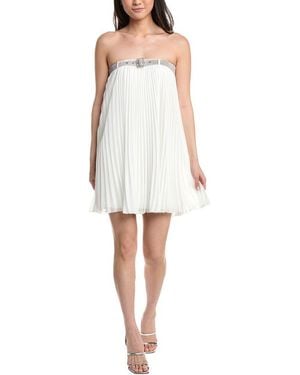 Tadashi Shoji Jemny Pleated Chiffon Trapeze Mini Dress - White