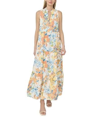 Vince Camuto V Neck Sleeveless Maxi Tier Dress - Metallic