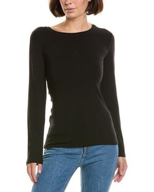 InCashmere Fine Knit Crewneck T-Shirt - Black