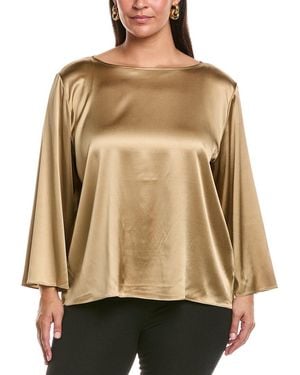 Eileen Fisher Plus Bateau Neck Silk-Blend Top - Natural