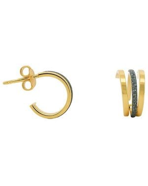 Maitre De Diamant 18K Triple Curve Stardust Hoop Earrings - Metallic