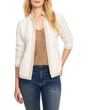 NIC+ZOE Petite Pinstripe Notch Collar Knit Jacket - Blue