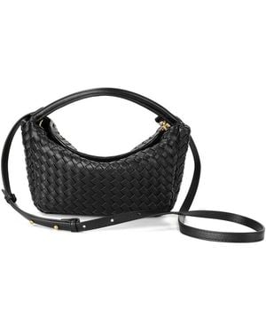 Tiffany & Fred Paris Hand-Woven Leather Crossbody - Black
