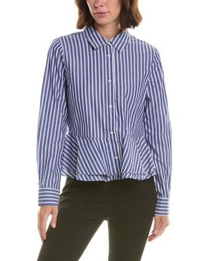 French Connection Stripe Peplum Top - Blue