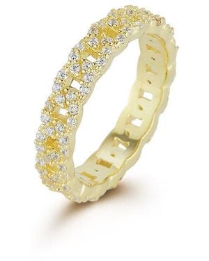 Chloe and Madison 14k Over Silver Cz Curb Ring - Metallic