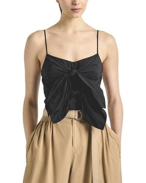 10 Crosby Derek Lam Shira Poplin Double Tie Front Top - Black