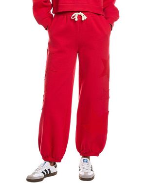 Vintage Havana Star Applique Fleece Jogger Pant - Red