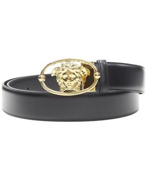 Versace La Medusa Insignia Leather Belt (Authentic Pre-Loved) - Grey