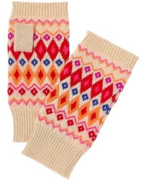 Brodie Cashmere Colourpop Fairisle Cashmere Wrist Warmer - Red