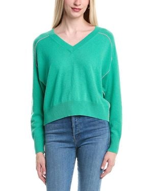 Autumn Cashmere Boxy Crew Back Yoke Cashmere Jumper - Blue