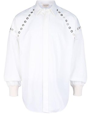 McQueen Grommet Detail Button-Up Shirt - White