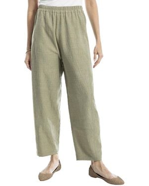 Max Studio Two-Tone Textured Woven Linen-Blend Pant - Green