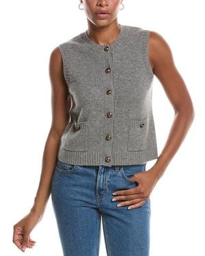 Autumn Cashmere Button Front Cashmere Vest - Gray
