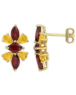 Rina Limor 2.70 Ct. Tw. Garnet, Sapphire Stud Earrings - Multicolor