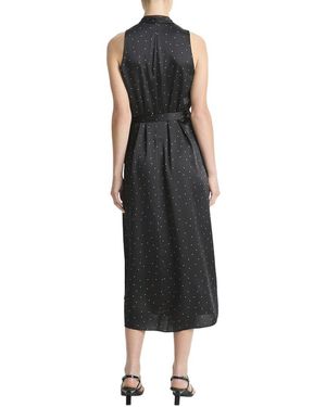 Vince Leather Trim Dress in Black | Lyst