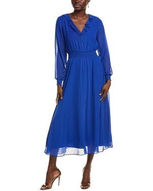 Nanette Lepore Madeline Clip Dot Midi Dress - Blue