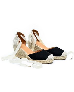 Menina Step Jimena Suede Wedge Espadrille - Black