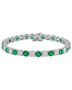 Lab Grown Diamonds 14K 19.50 Ct. Tw. Lab-Grown Diamond & Lab-Grown Emerald Fashion Bracelet - Green