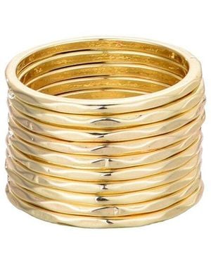 Adornia Plated Ring Hammered Band Ring Set - Metallic