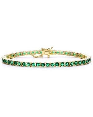 Rachel Glauber Silver Cz Tennis Bracelet - Green