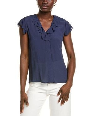 Brooks Brothers Ruffle Blouse - Blue