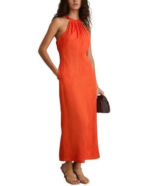 Reiss Erika Craft Stitch Linen-Blend Halter Dress - Red