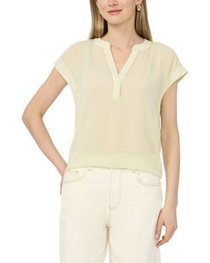 Vince Camuto V Neck Front Placket Blouse - Natural