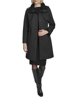 Andrew Marc Teagan Trench With Faux Sherpa Collar - Black