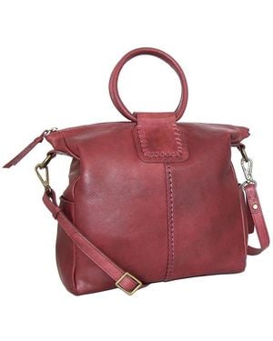 Nino Bossi Tonya's Ring Genuine Leather Tote - Red