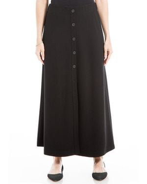 Max Studio Button Front Midi Skirt - Black