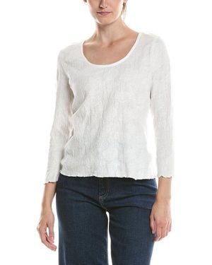 NIC+ZOE 3/4 Sleeve Lace Knit Scoop T-Shirt - White
