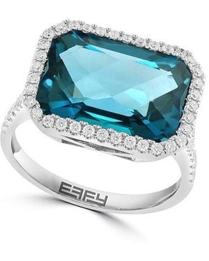 Effy Fine Jewelry 14K 9.67 Ct. Tw. Diamond & London Topaz Ring - Blue
