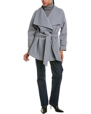 Pascale La Mode Elegant Belted Overcoat - Blue