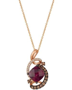 Le Vian Le Vian 14K Rose 2.14 Ct. Tw. Diamond & Rhodolite Vivids Pendant Necklace - Metallic