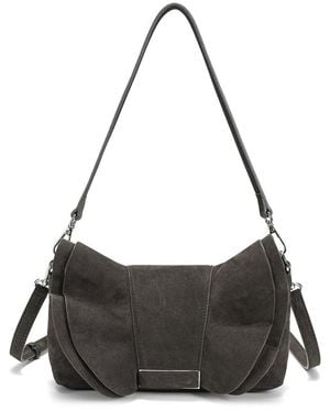 Tiffany & Fred Paris Suede Ruffle Shoulder Bag - Black