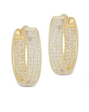 Glaze Jewelry Silver Cz Oval Hoops - Natural