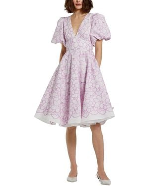 Mac Duggal Embroidered Floral Midi Dress - Purple
