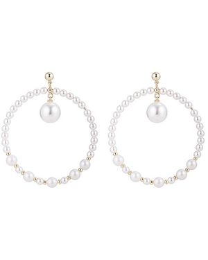 Eye Candy LA 14k Plated Anna Freshwater Pearl Loop Earring - White