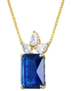 Rachel Glauber 14K Diamond Cz Chain Necklace - Blue