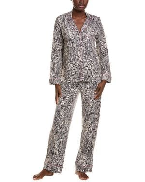 DKNY 2Pc Long Sleeve Notch Top & Pant Sleep Set - Grey