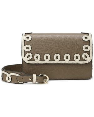 Tiffany & Fred Paris Fold-Over Leather Lace-Effect Crossbody - Metallic
