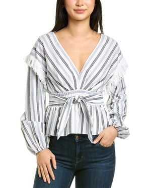 Saylor Jil Linen-blend Top - Gray