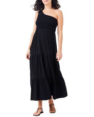 NIC+ZOE One Shoulder Smocked Dress - Black