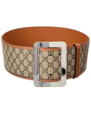 Gucci Gg Supreme Canvas & Leather Belt - Brown
