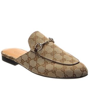 Gucci Princetown Gg Canvas Mule - White